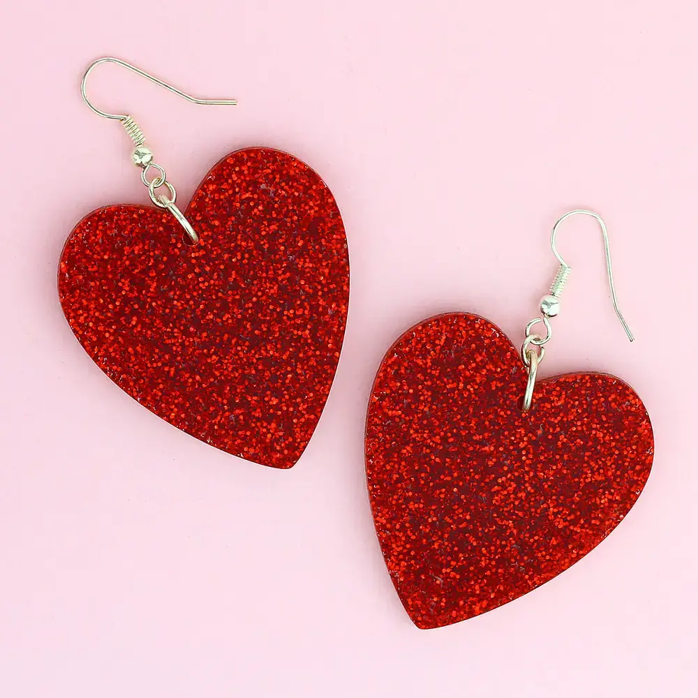 Glitter Heart Earrings
