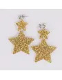Double Star Earrings Gold Glitter