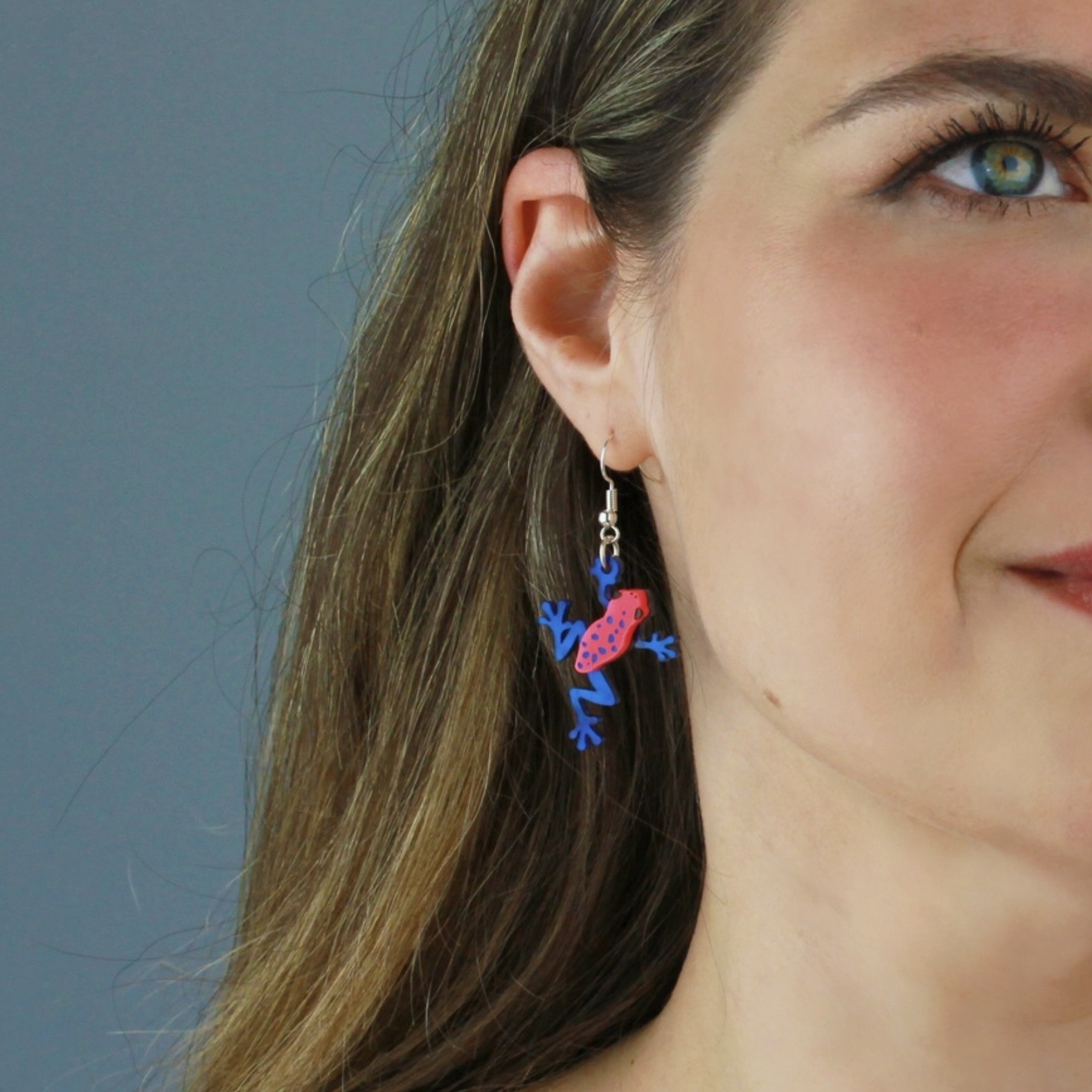 Strawberry Poison-Dart Frog Charm Earrings