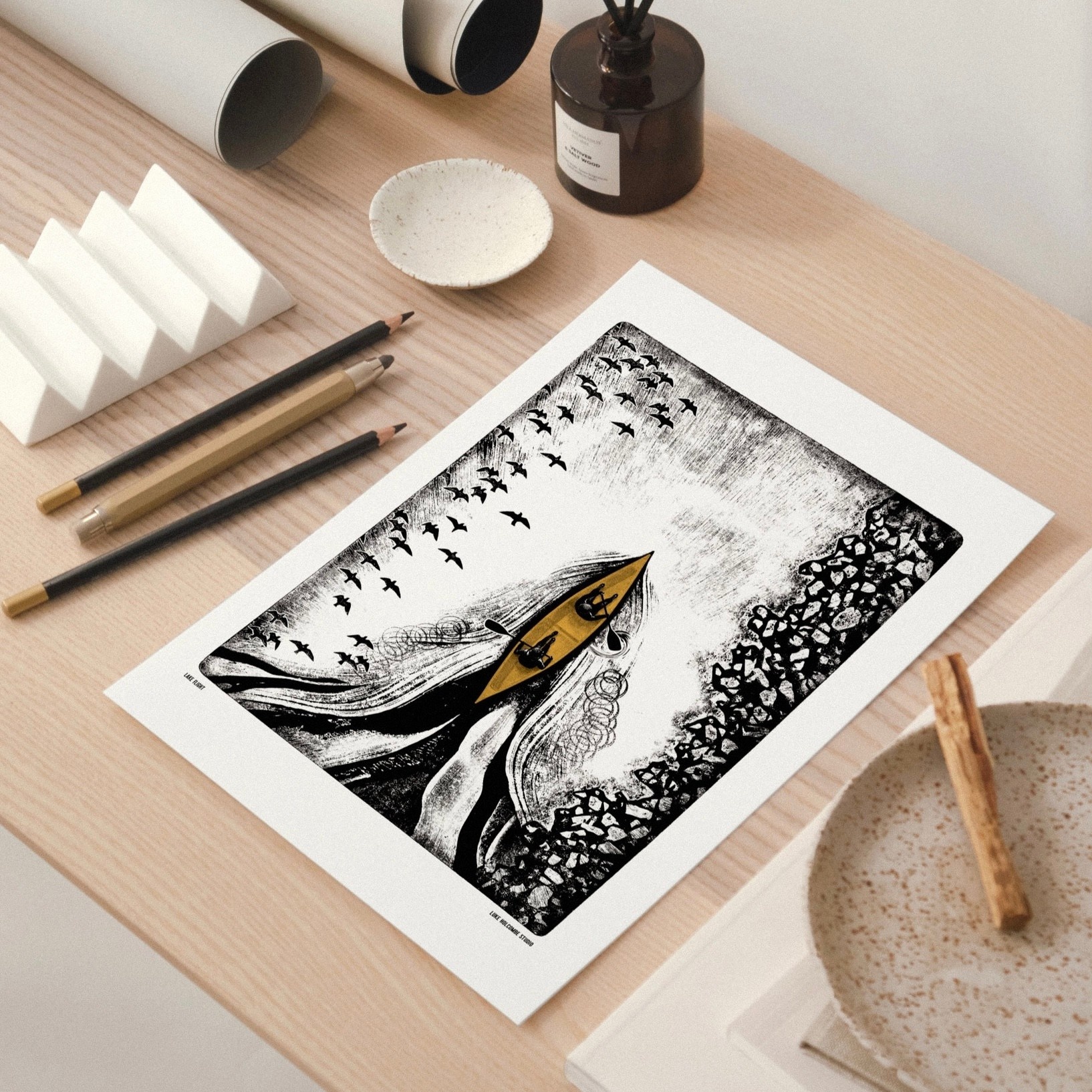 Luke Holcombe Studio A4 Print Lake Flight
