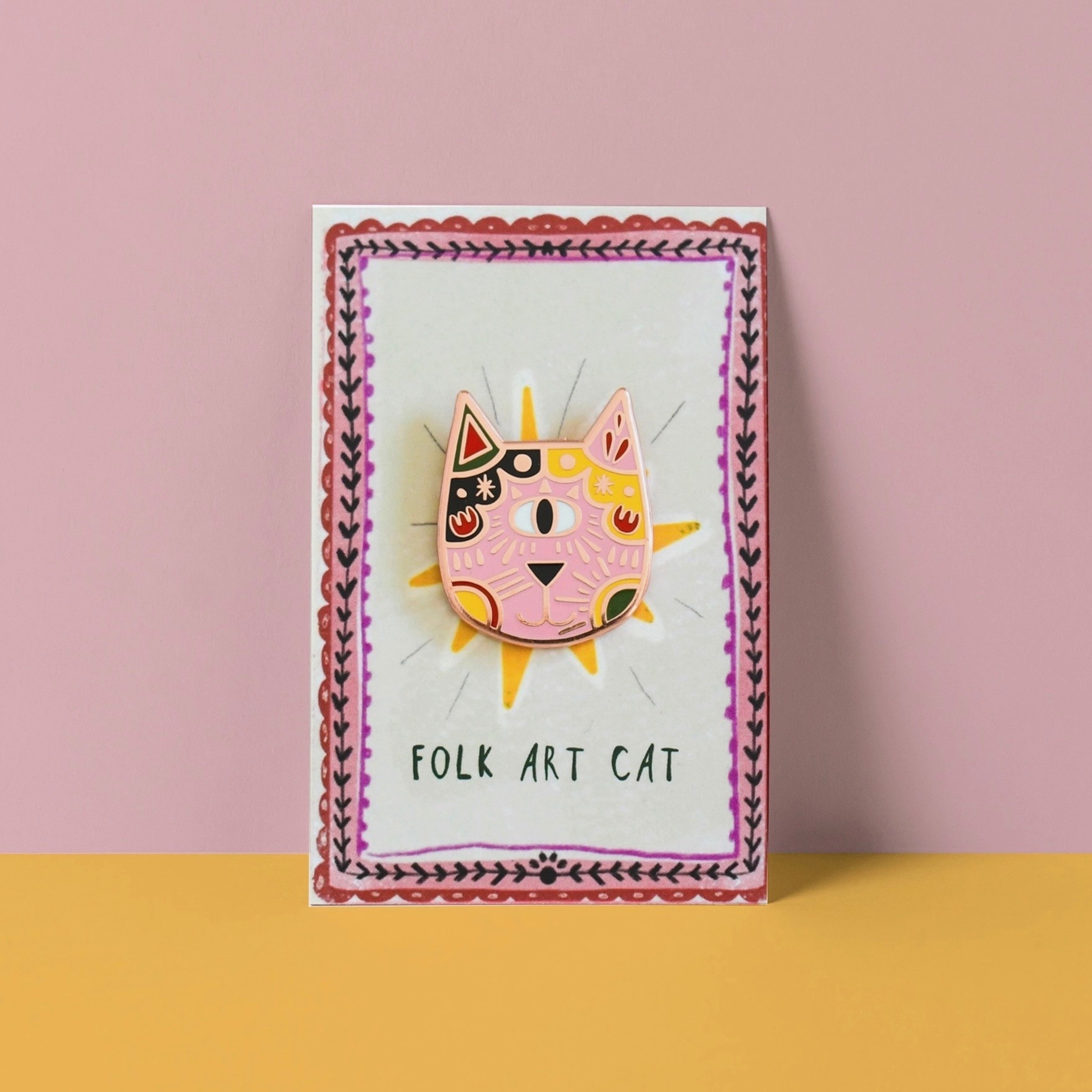 Niaski Folk Cat Art Meowment Pin Badge