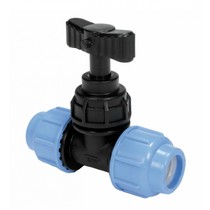 PE stopkraan 32mm 2xknelkoppeling