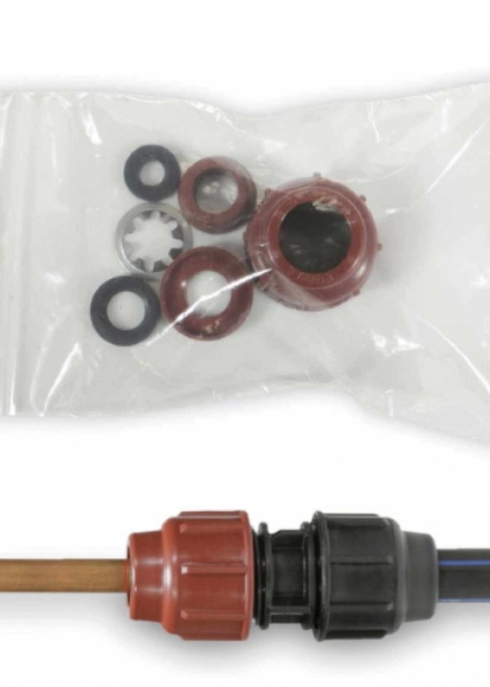 Kiwa  Adapterset koper 15mm t.b.v. 20mm pe Knelkoppeling