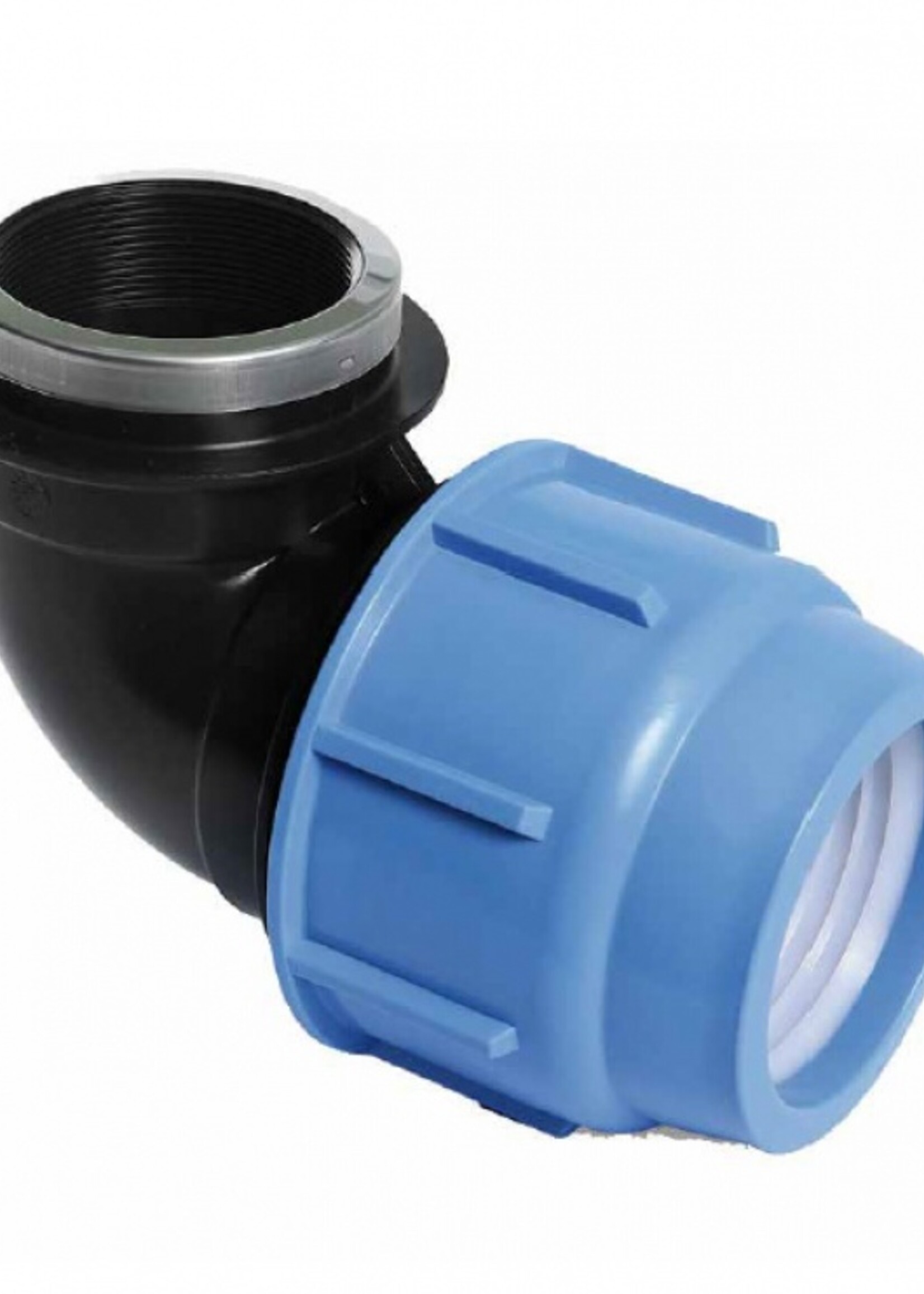 Kiwa  Pe knelkoppeling, knie 50mmx1-1/2" bi.dr. Kiwa