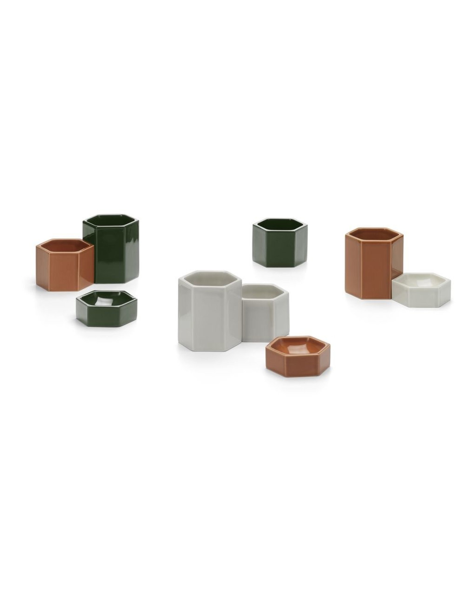 VITRA Hexagonal Containers, Dark Green,  Set van 3