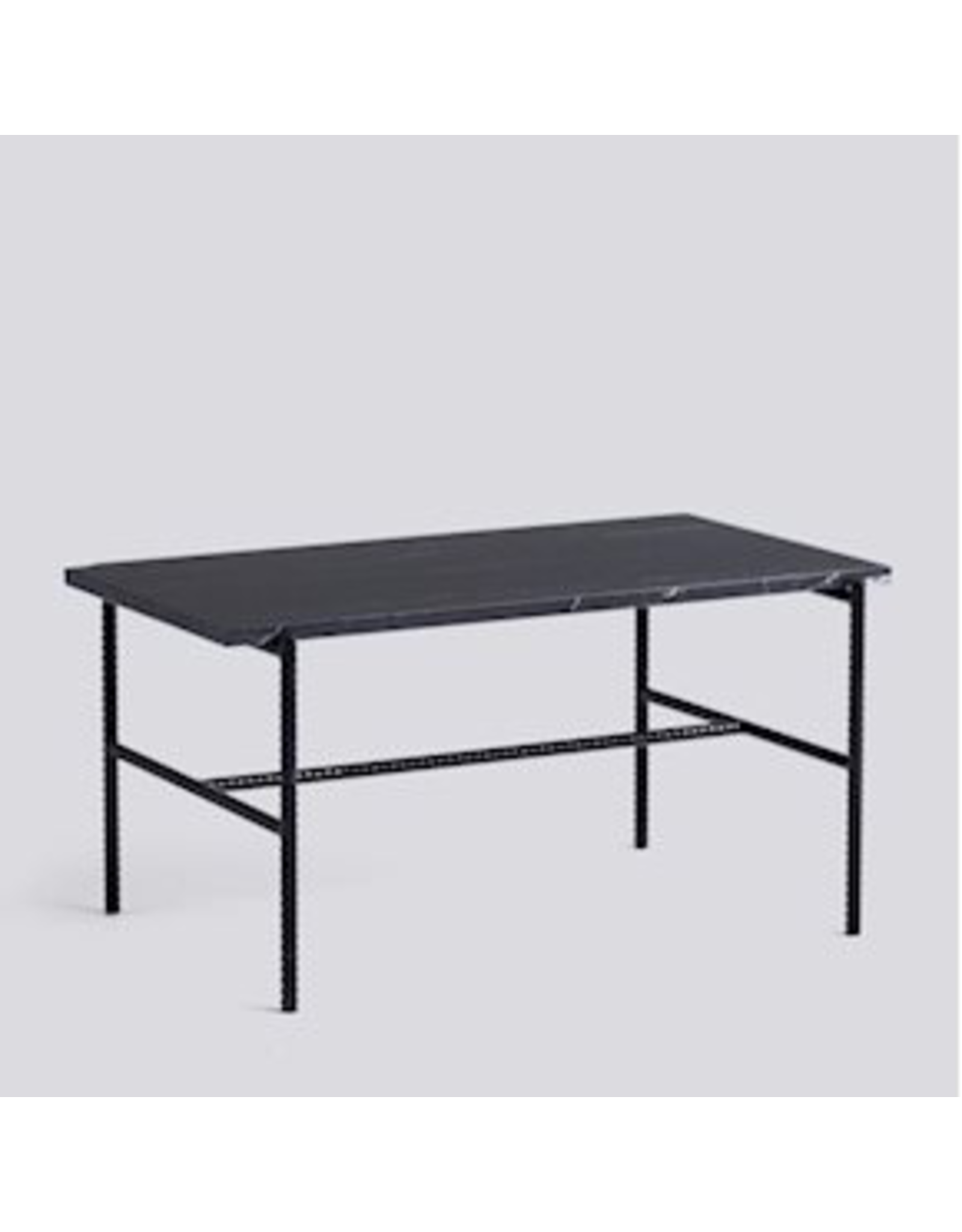 HAY REBAR COFFEE TABLE / SOFT BLACK POWDER COATED STEEL MARBLE / L80 X W49 X H40.5