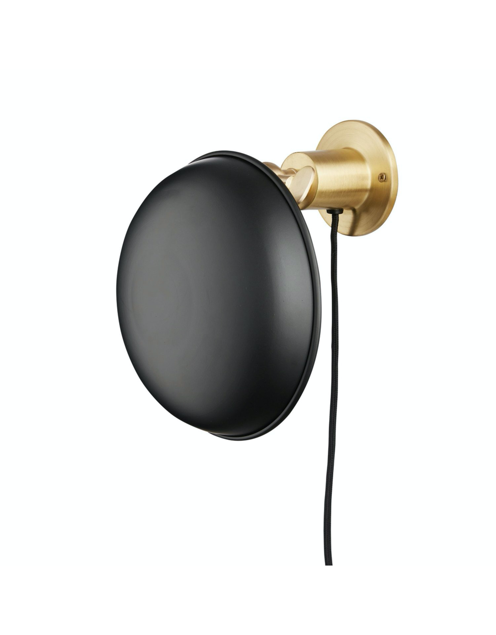 H. Skjalm P. ROUND WALL LAMP BRASS W. BLACK SHADE