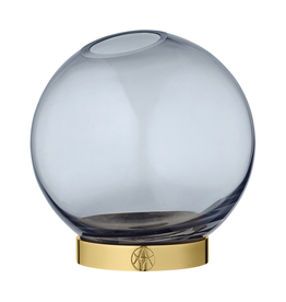 AYTM GLOBE VASE W. STAND SMALL NAVY/GOLD