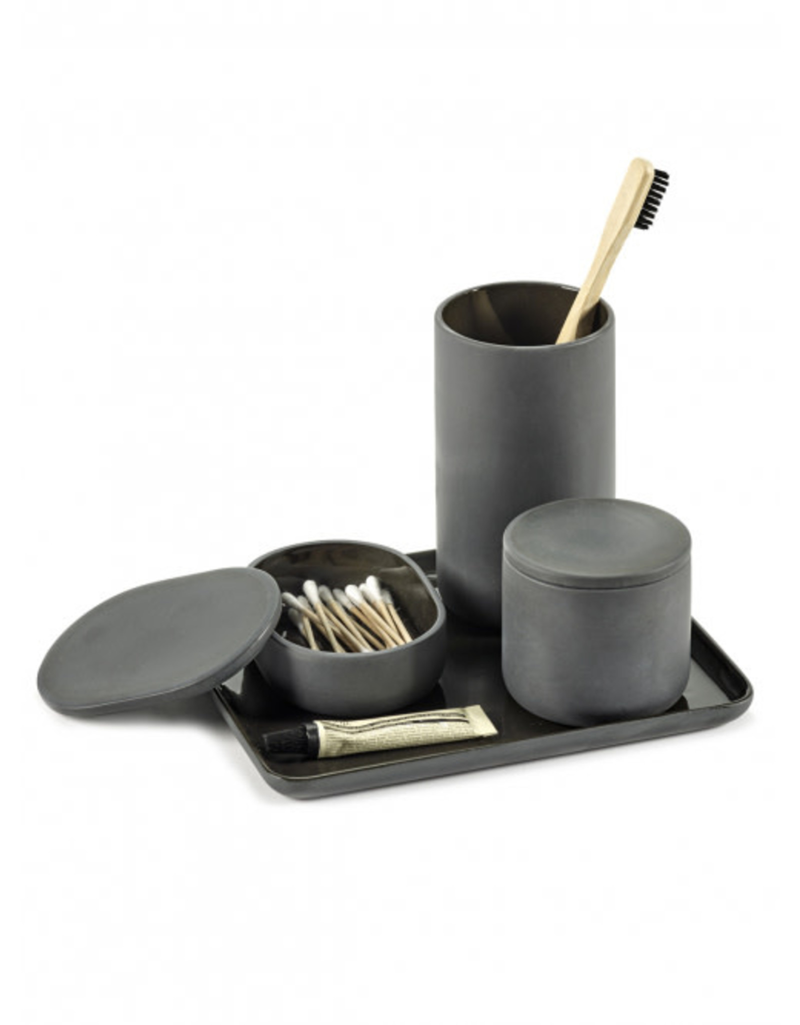 Serax Potje met deksel rond Cose L L7xB7xH12,6cm Donkergrijs