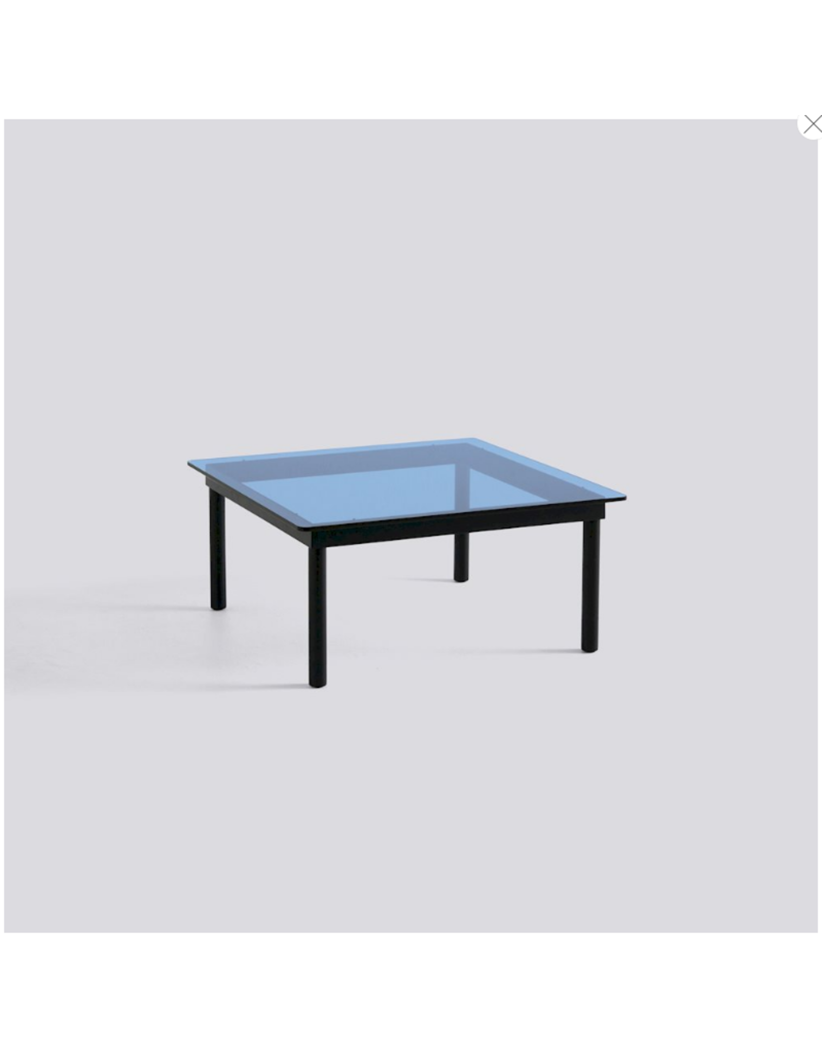 HAY Kofi Black Water-Based Lacquered Solid Oak / Blue Tinted  Glass / L60xW60xH