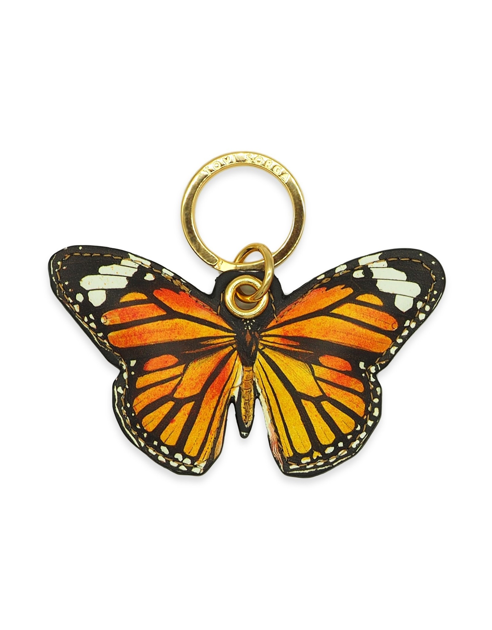 Monarch Butterfly sleutelhanger - bedrukt echt leer