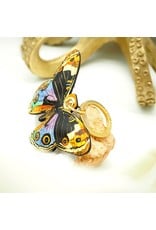 Porte-clés papillon multicolore - Cuir véritable imprimé