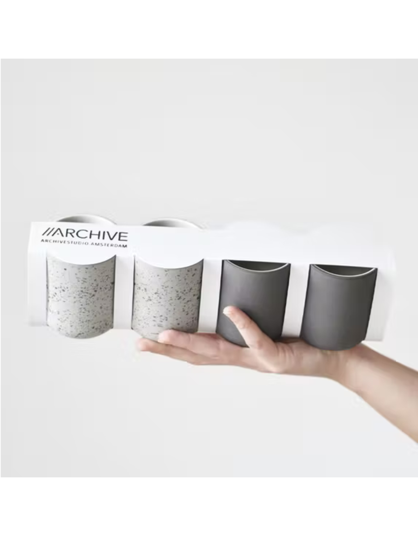 Set of 4 cups - Dark grey - speckled