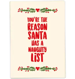Kaart Blanche Santa's  Naughty List - Dubbel