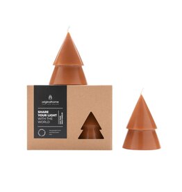 Xmas Tree Kaars Cognac - M Set Van 2