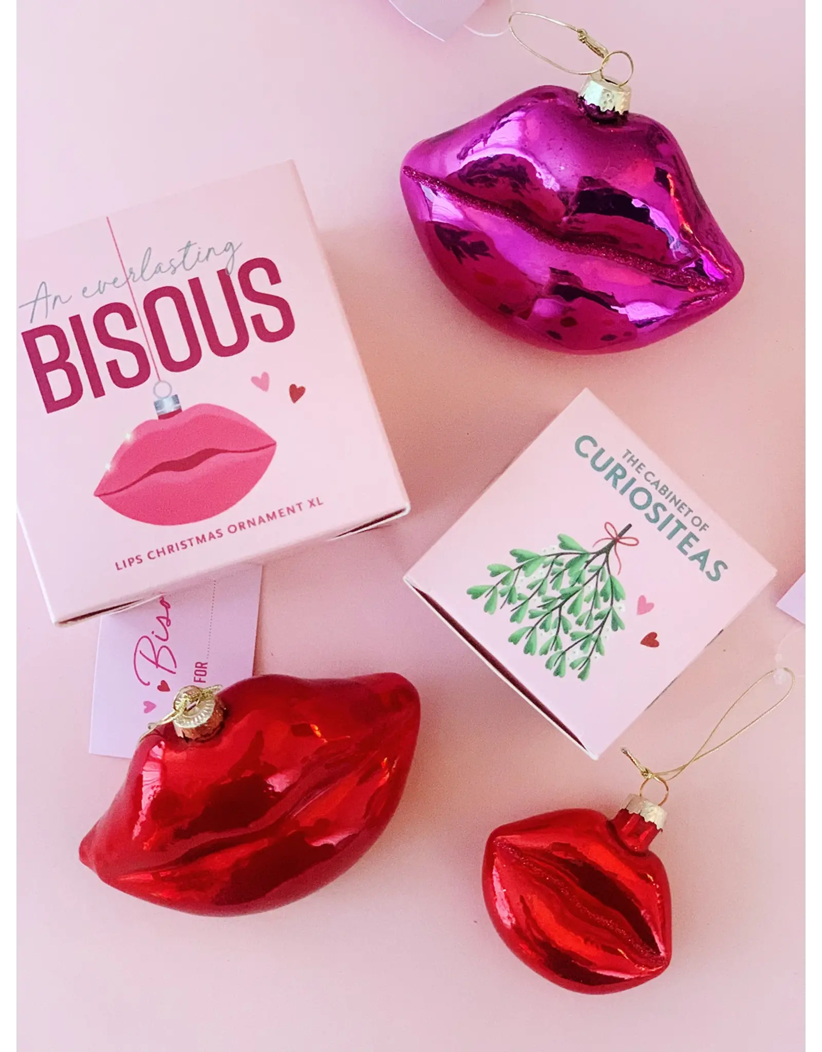 Bisous Lips Christmas Ornament L