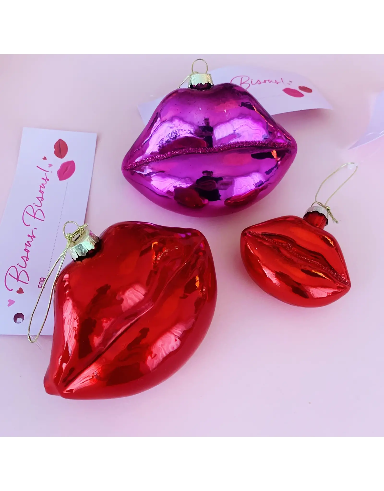 Bisous Lips Christmas Ornament L