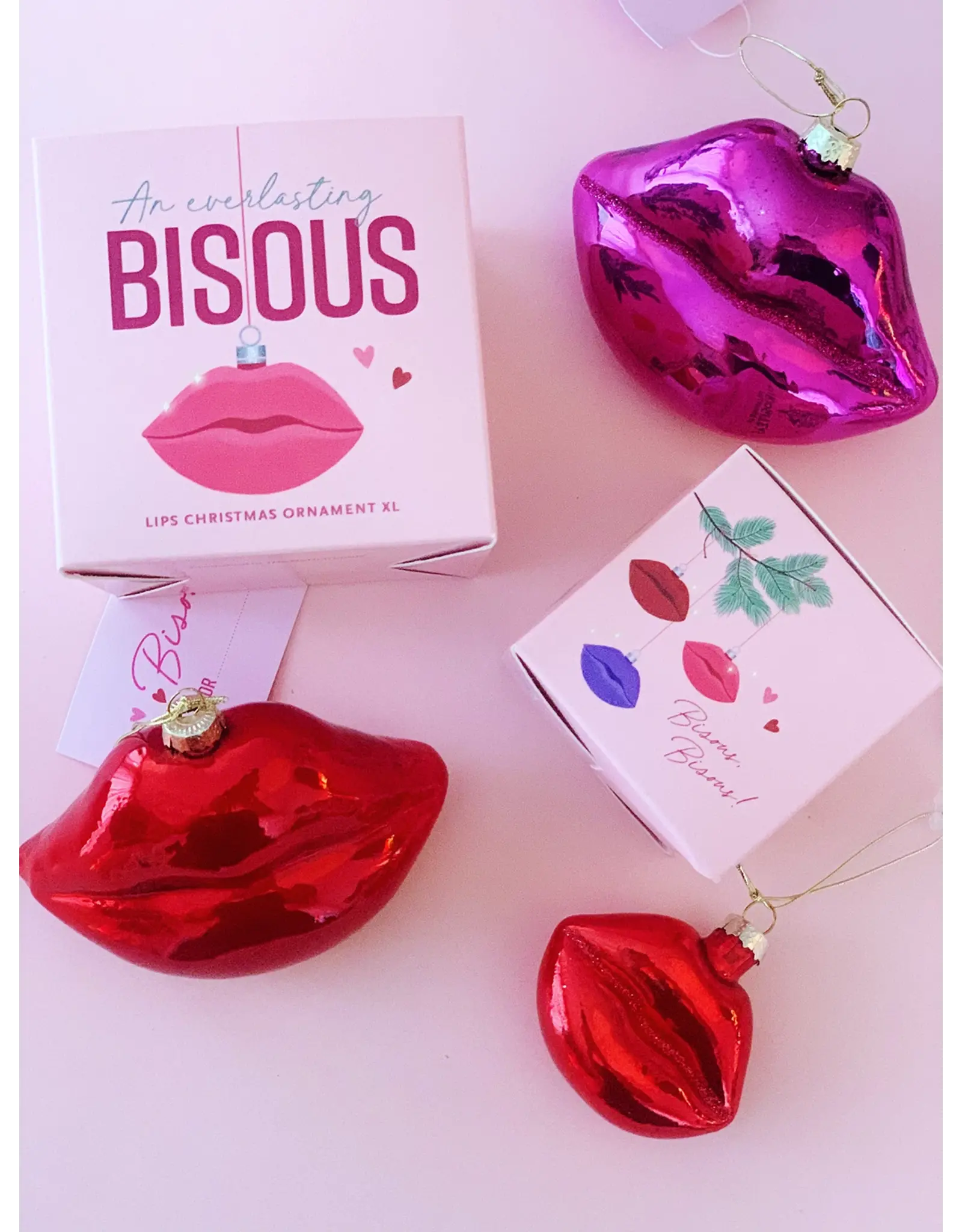 Bisous Lips Christmas Ornament L