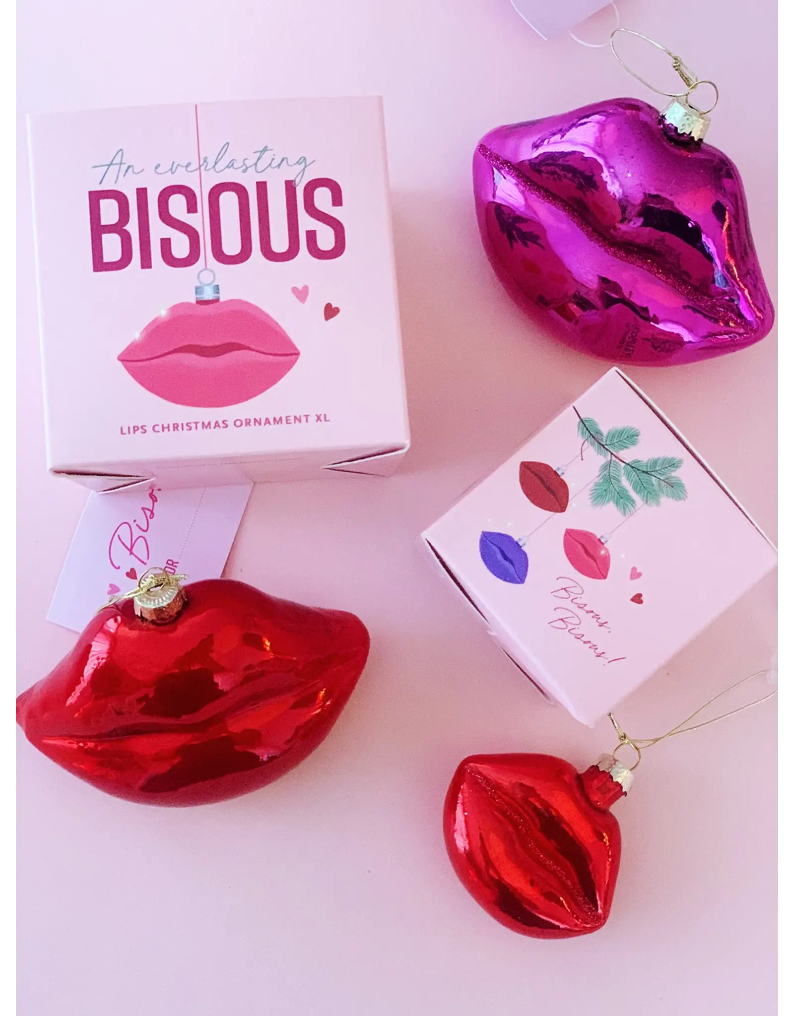 Bisous Lips Christmas Ornament M