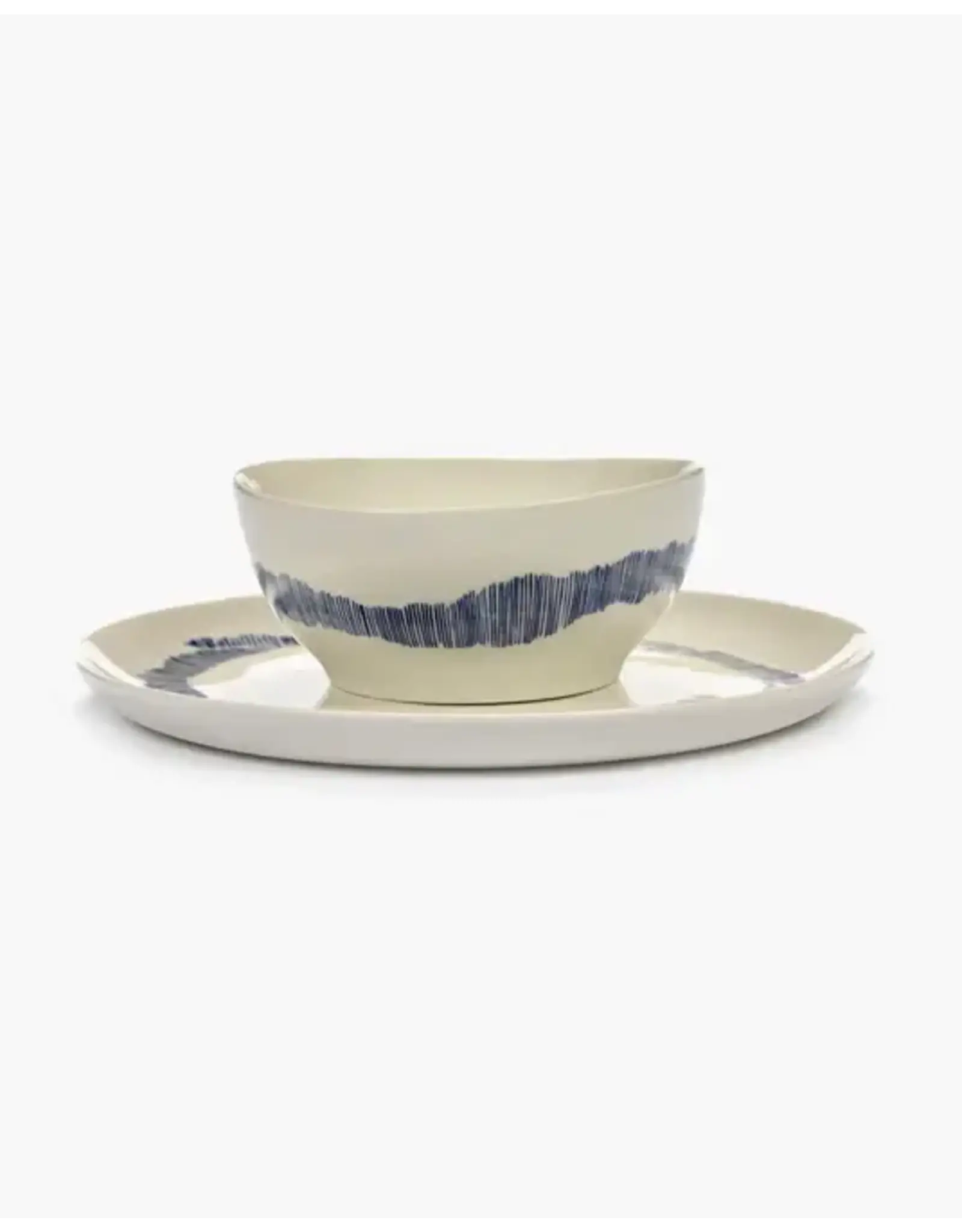 Serax Small Bowls White + Swirl-Stripes-Blue