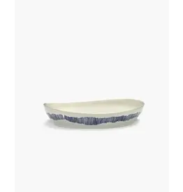 Serax NV Small Serving Plates White + Swirl-stripes Blue