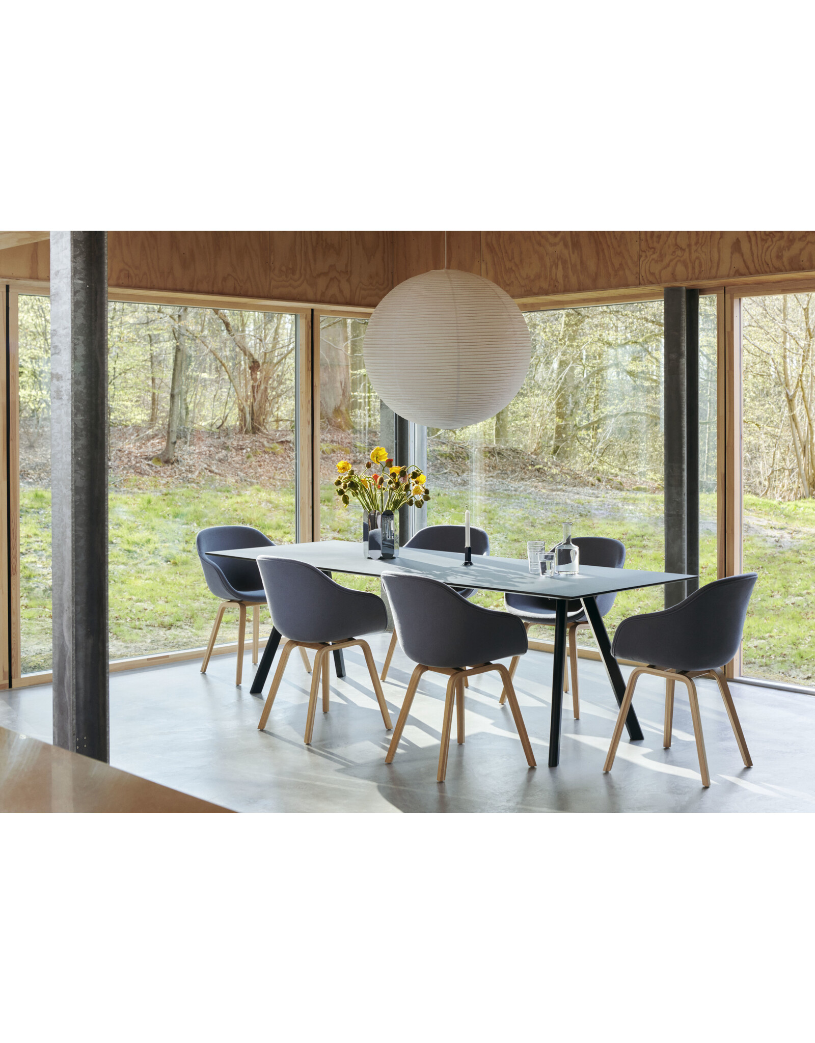 HAY CPH30 2.0 Table Deep blue water-based lacquered oak frame-L250 x W90 x H74-Smokey blue linoleum tabletop Deep blue water-based lacquered edge