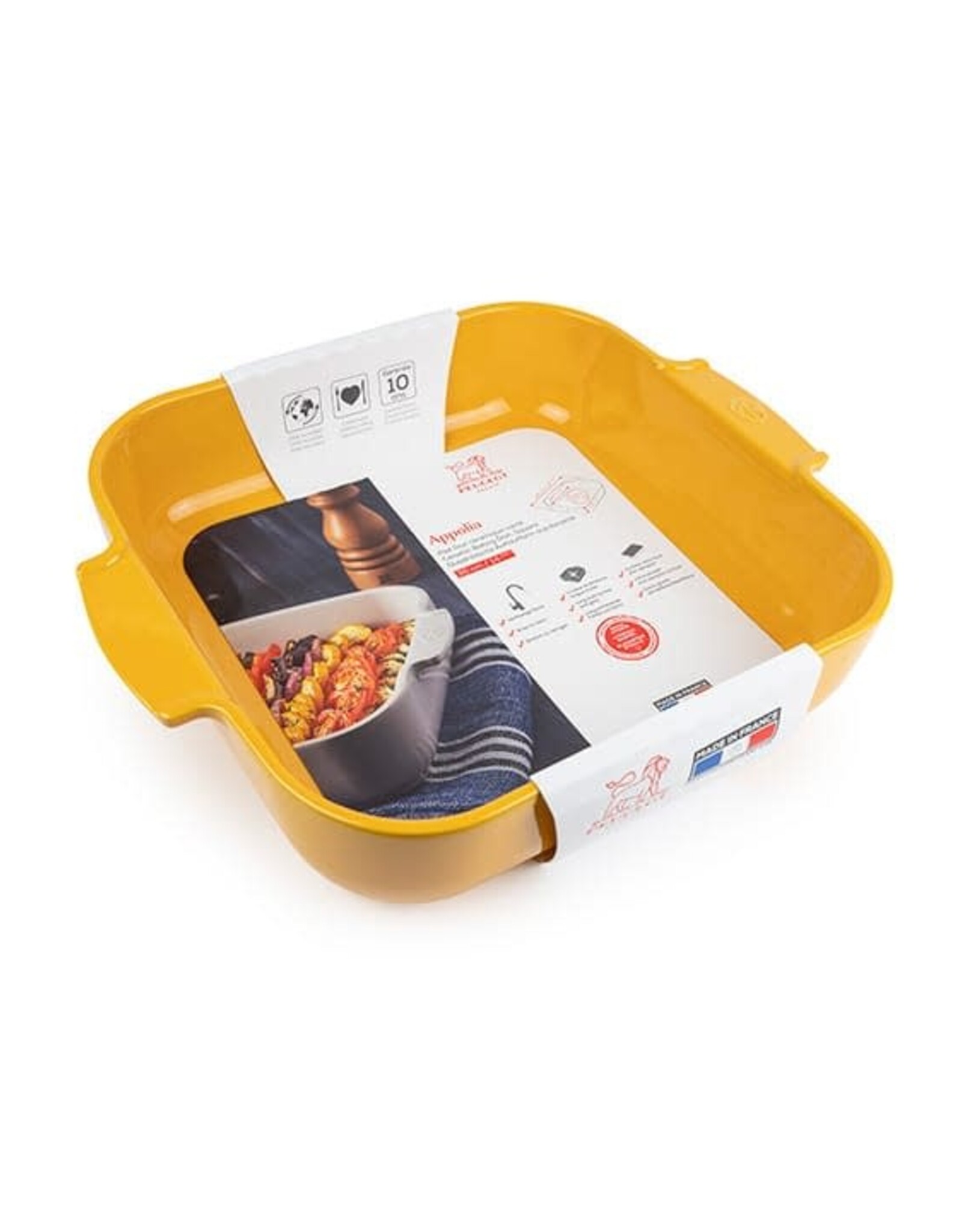 Peugeot France Appolia Vierkante keramische ovenschaal Saffraangeel 36 cm