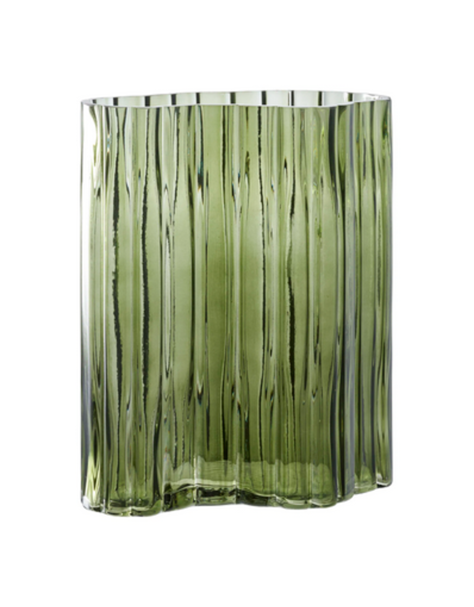 House Nordic Vase, glass, smoked green 21x12x26,5 cm