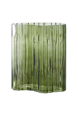 House Nordic Vase, glass, smoked green 21x12x26,5 cm