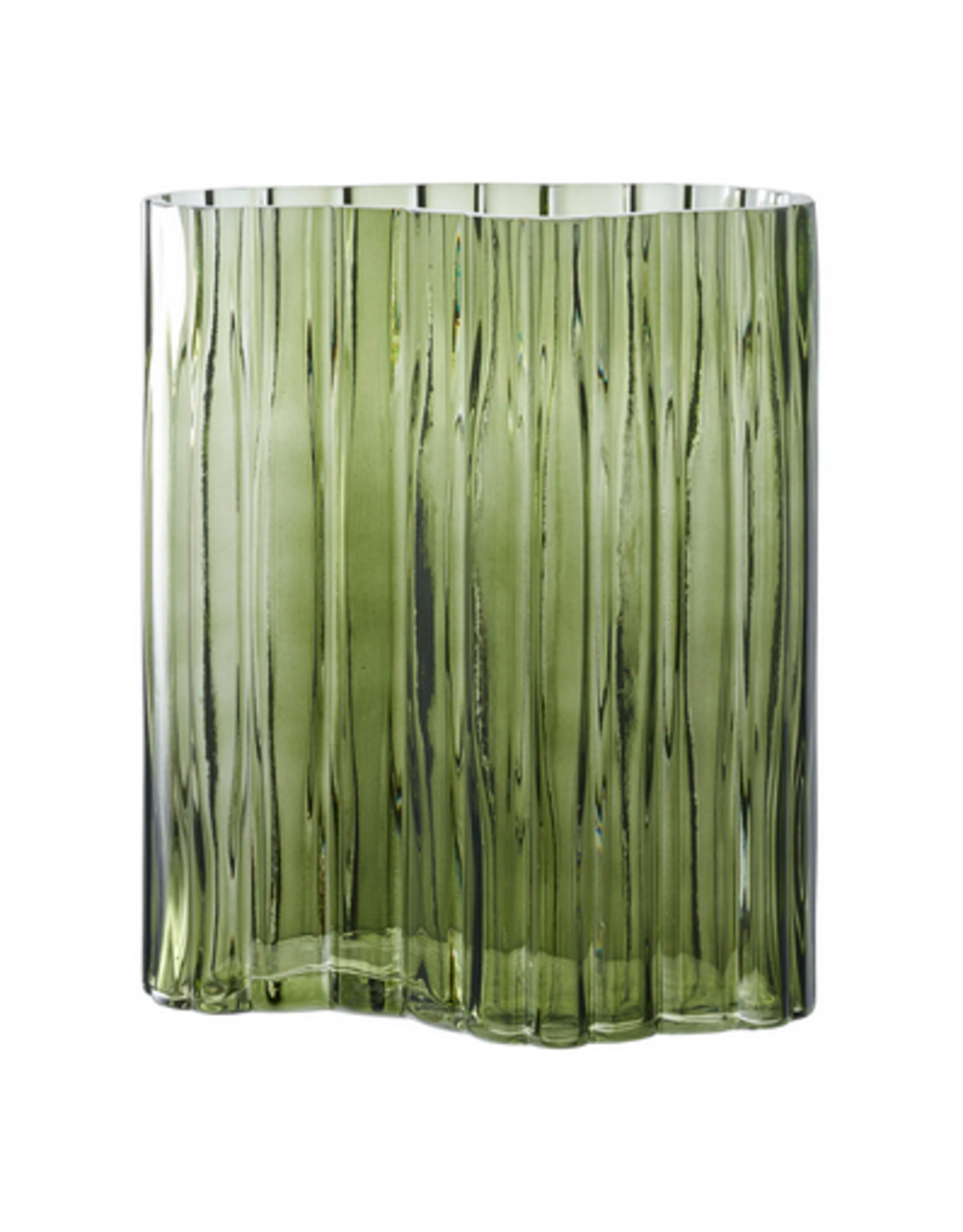 House Nordic Vase, glass, smoked green 21x12x26,5 cm