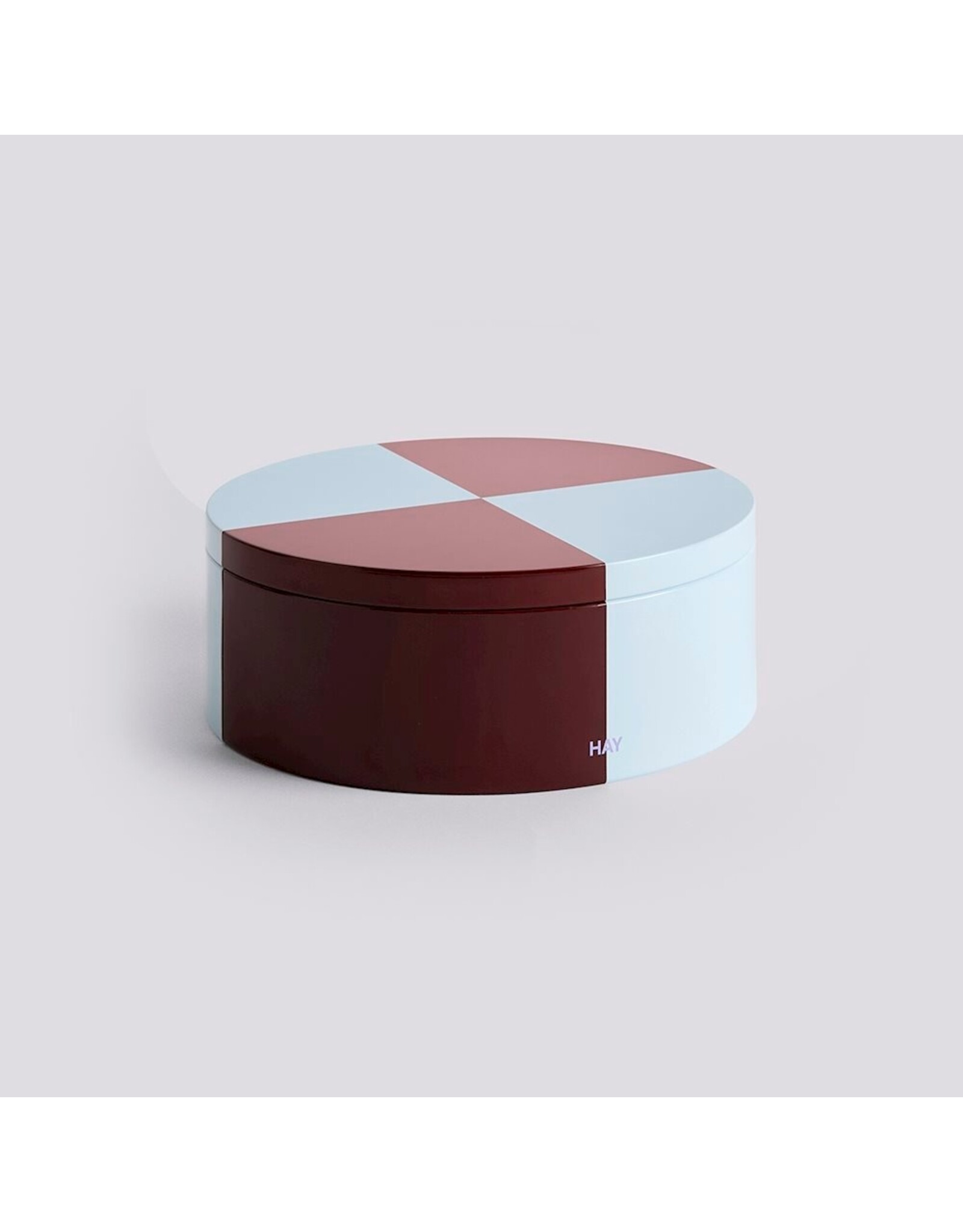HAY Tin Container-Round-Burgundy and ice blue