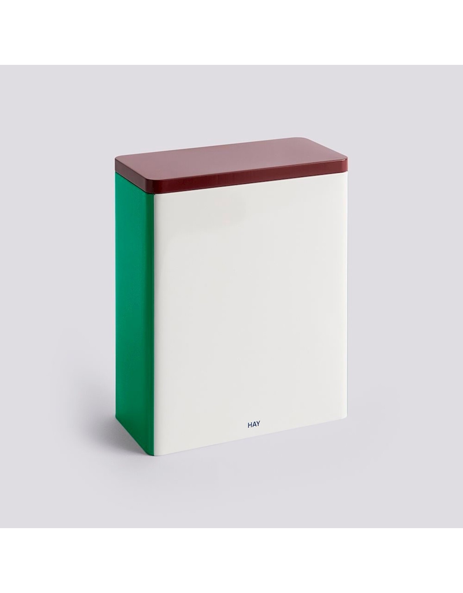 HAY Tin Container-X-Large-Off-White, burgundy and green