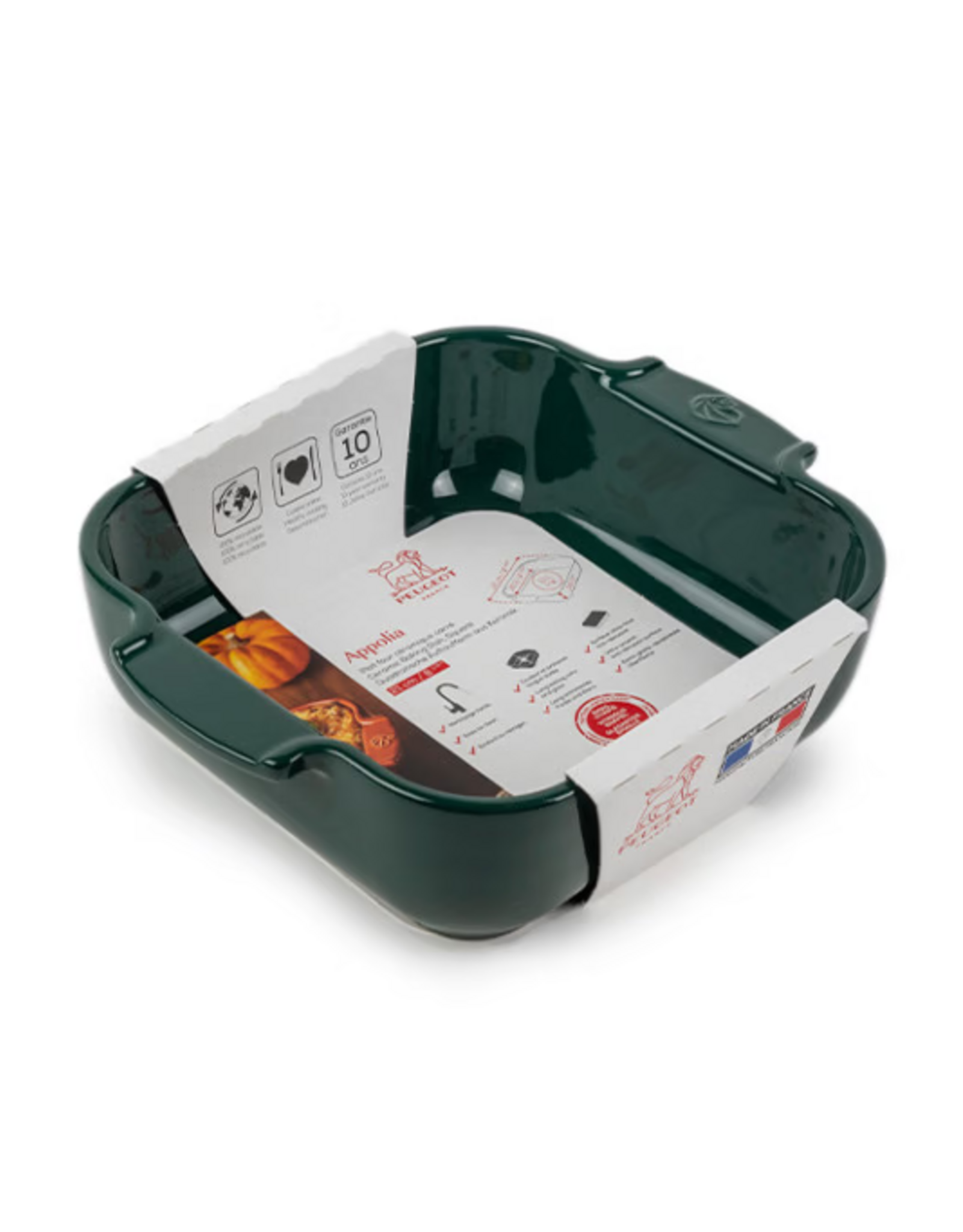 Peugeot France Appolia Vierkante keramische ovenschaal bosgroen 21 cm