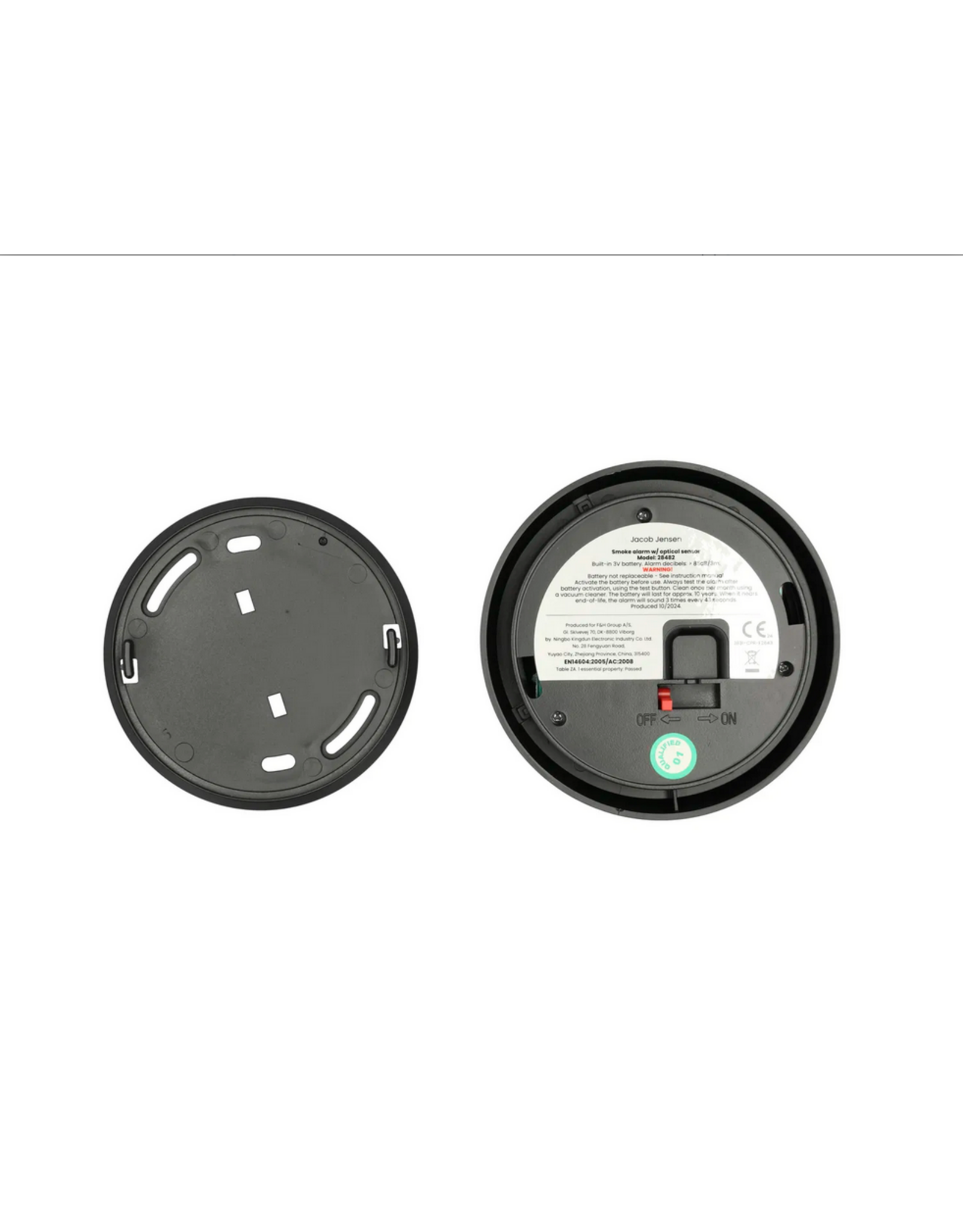 Jacob Jensen Optical smoke alarm Dia 10 cm Black