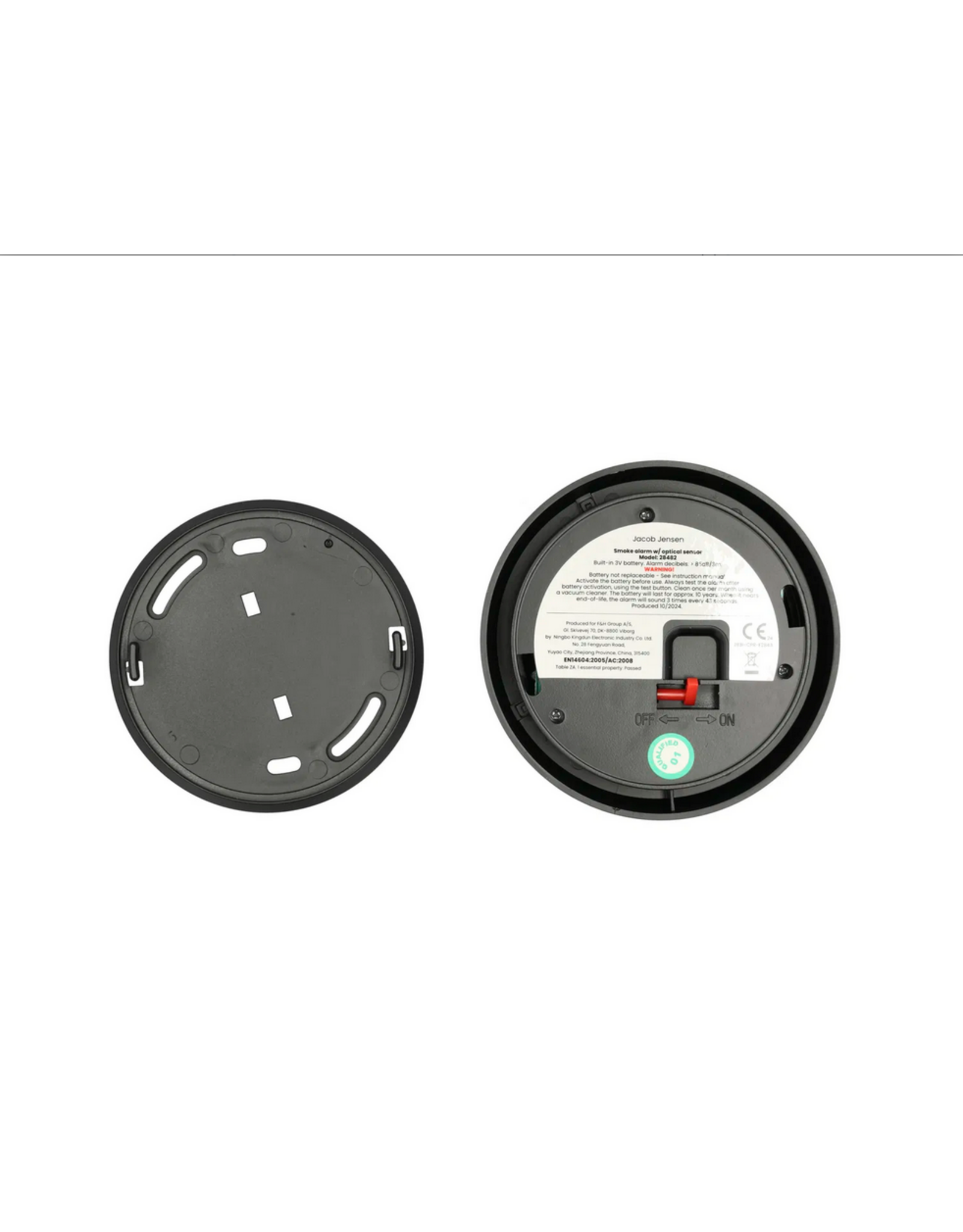 Jacob Jensen Optical smoke alarm Dia 10 cm Black