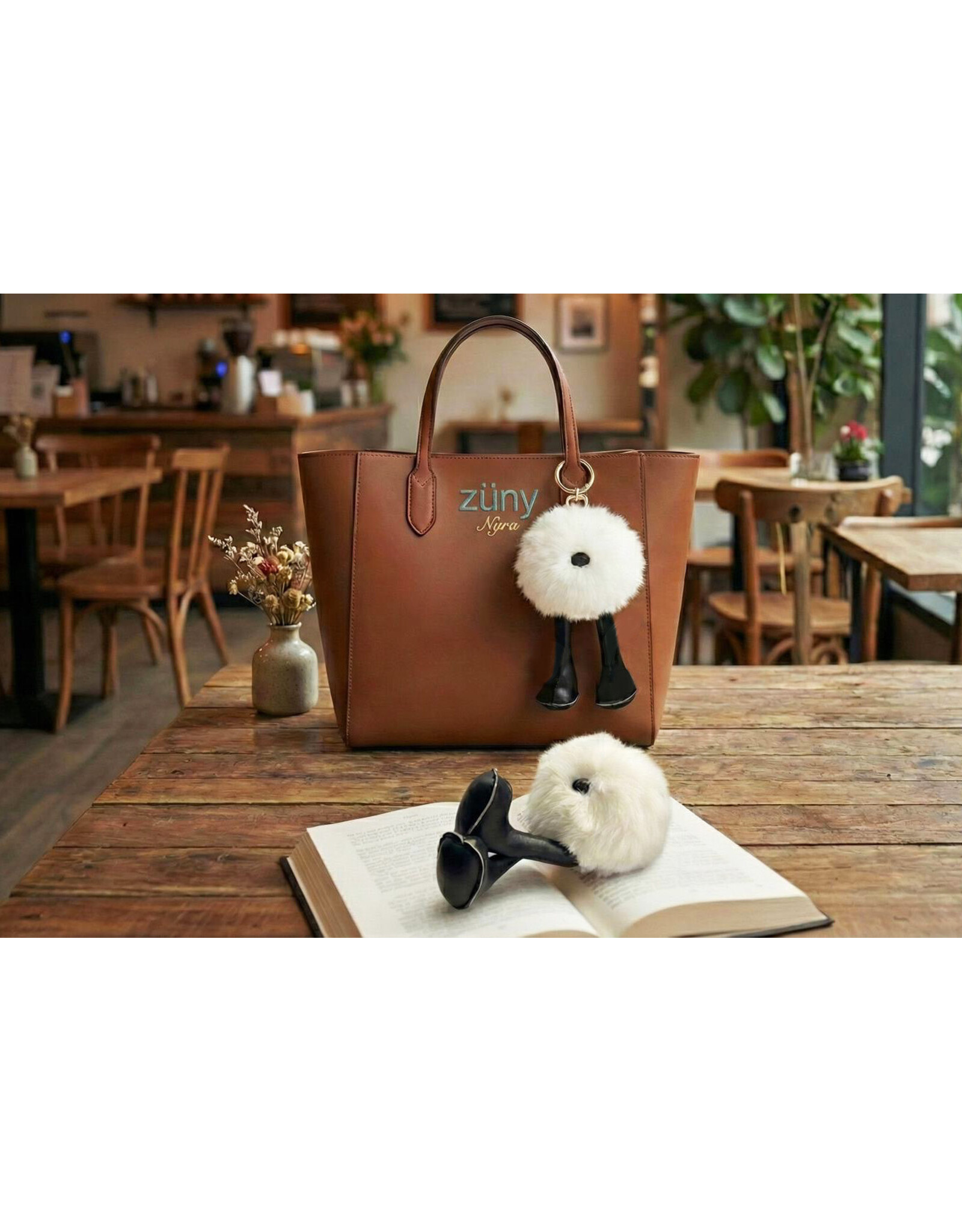 Zuny Zuny Bag Charm, Nyra, white & black velcro