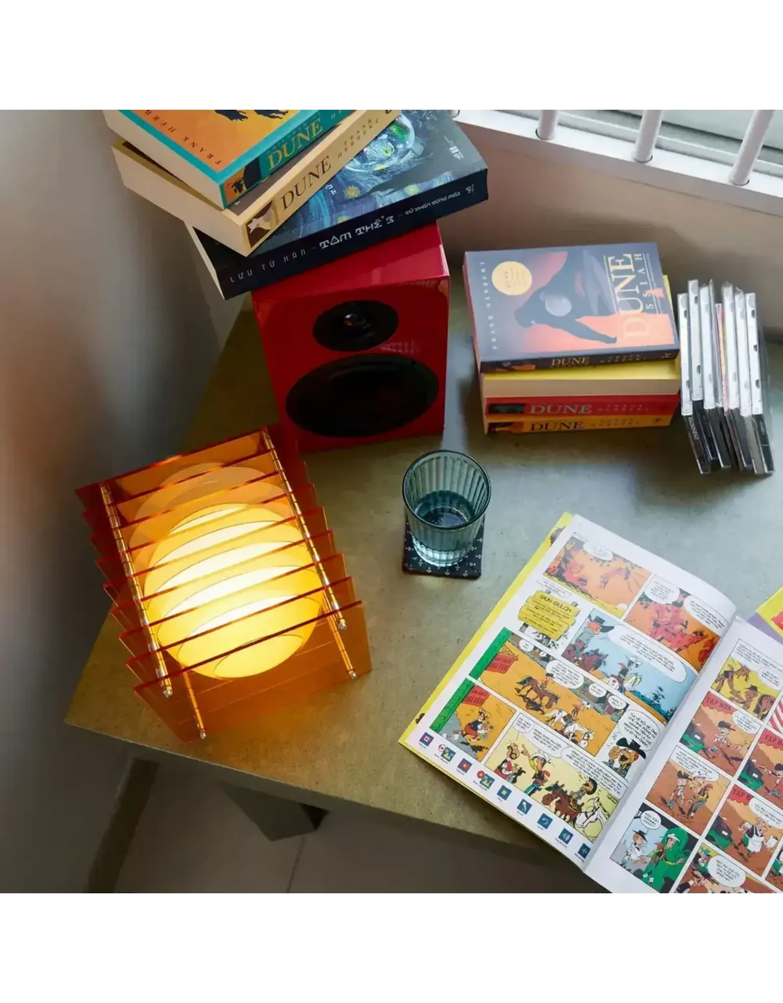 BANG LOP lamp small square in orange acrylic