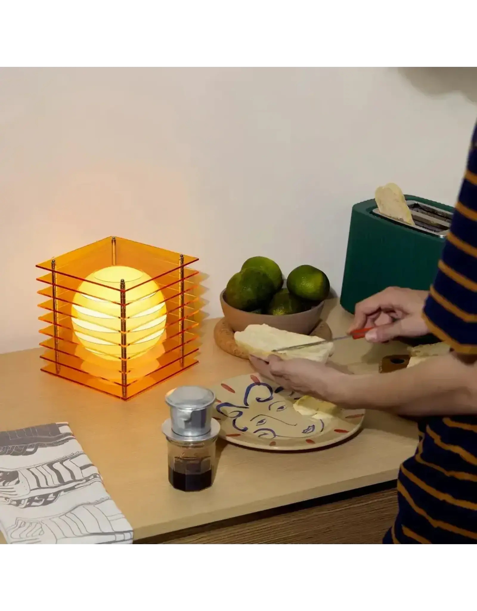 BANG LOP lamp small square in orange acrylic