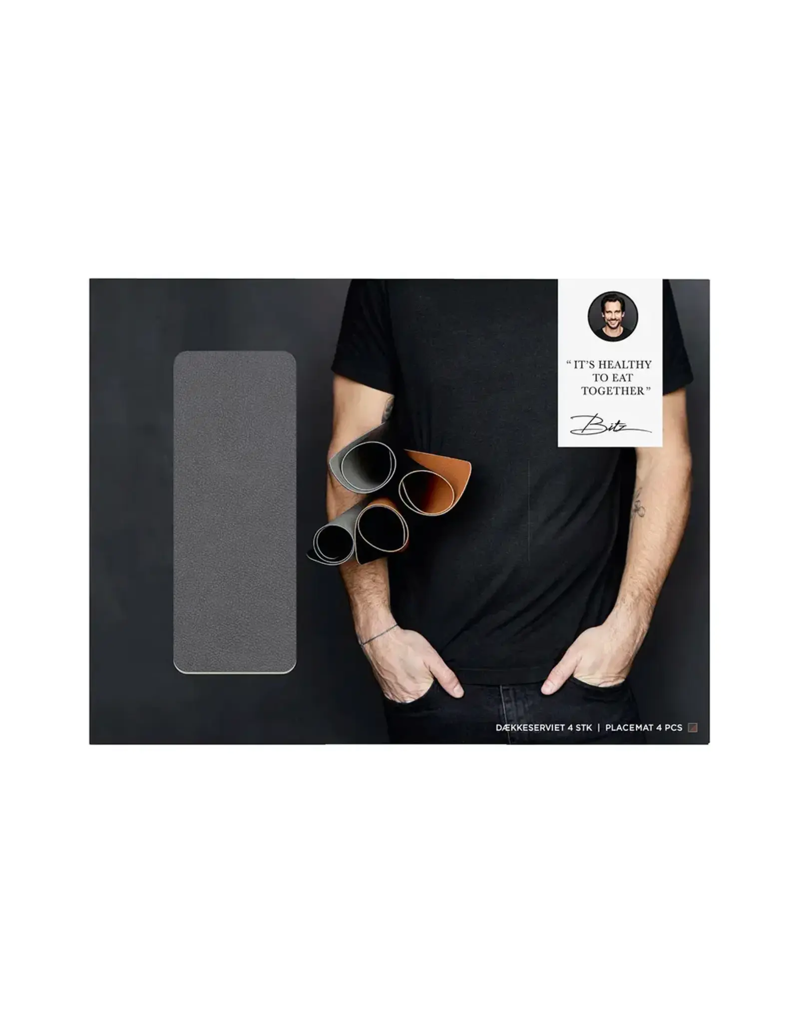 BITZ Placemat 46 x 33cm 4pcs Wood / Titanium