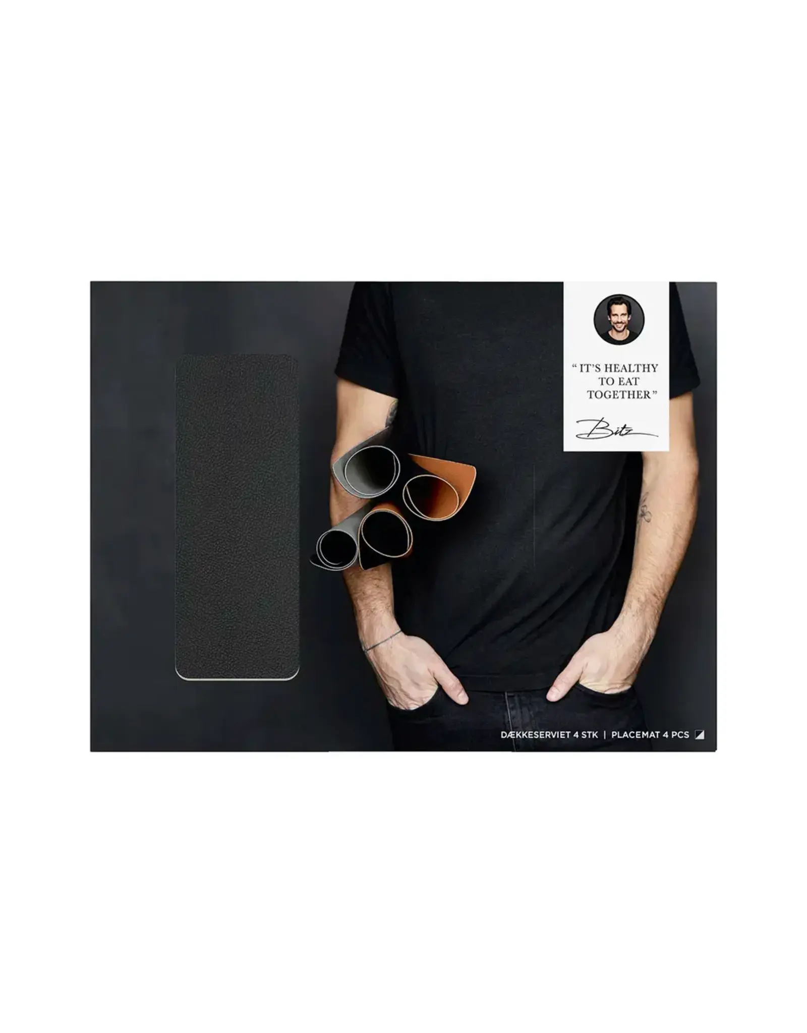 BITZ Placemat 46 x 33cm 4pcs Black / Cream