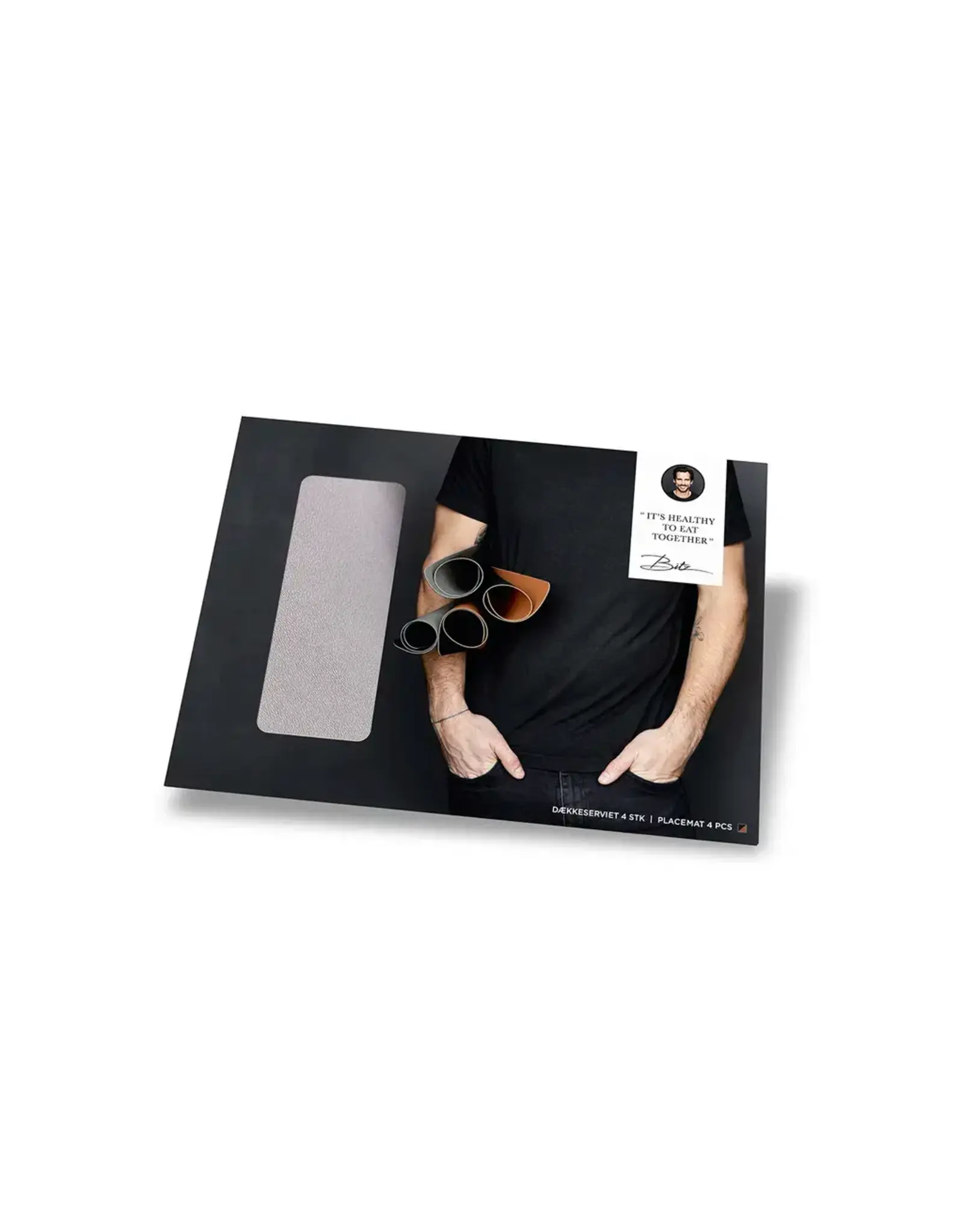 BITZ Placemat 46 x 33cm 4pcs Black / Grey