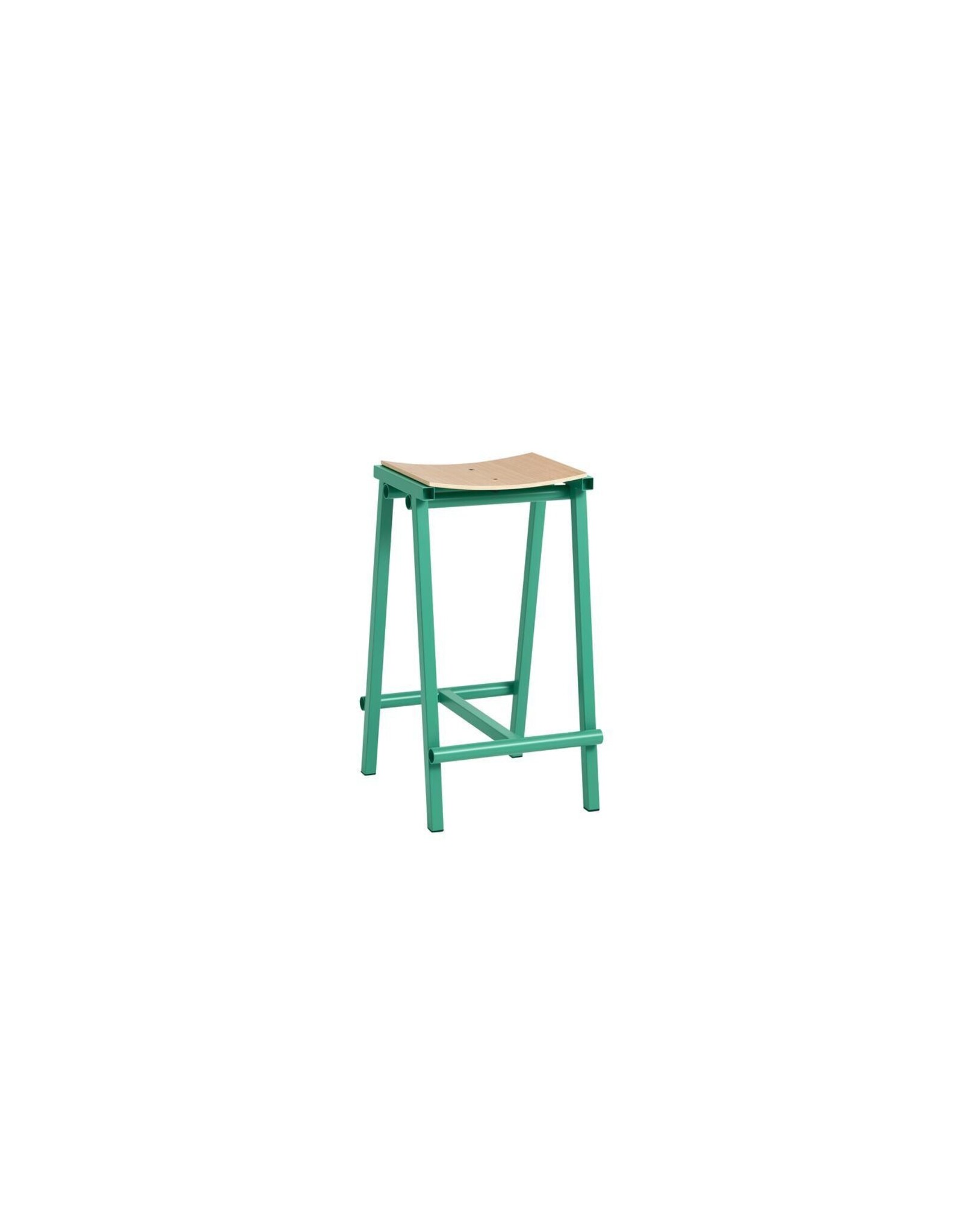 HAY Taburete 8 Bar stool Low Soft jade powder coated base H65-Water-based lacquered oak veneer seat