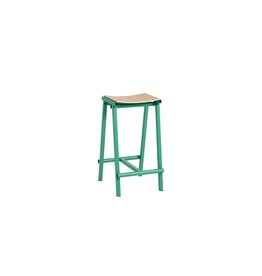 HAY Taburete 8 Bar stool Low Soft jade powder coated base H65-Water-based lacquered oak veneer seat