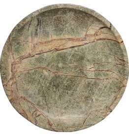 Round Serving bowl, marble, forest green, 30øx4 cm