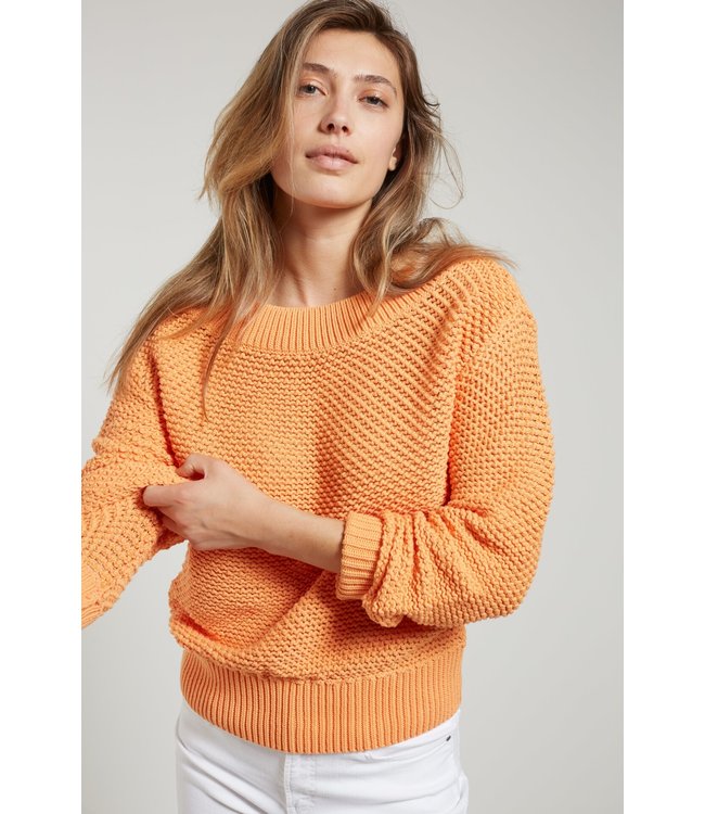 YAYA 1000565-213-orange  Textured sweater ls