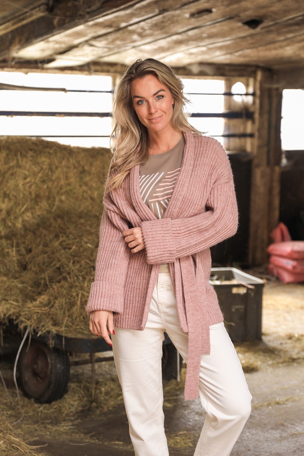 FW229543 Ditta Cardigan Dusty Pink 