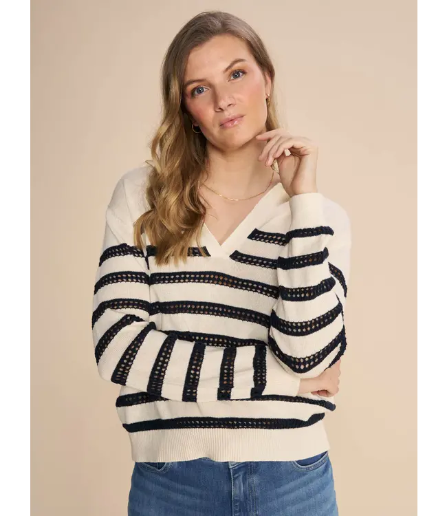 158880/Ecru  MMRora Stripe Knit