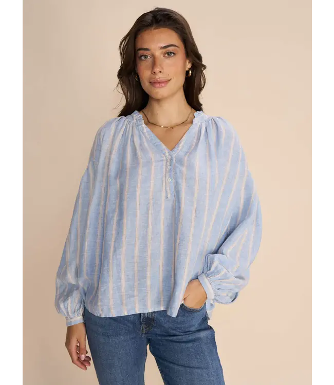 159710/CashmereBlue  MMSafi Striped Linen Shirt