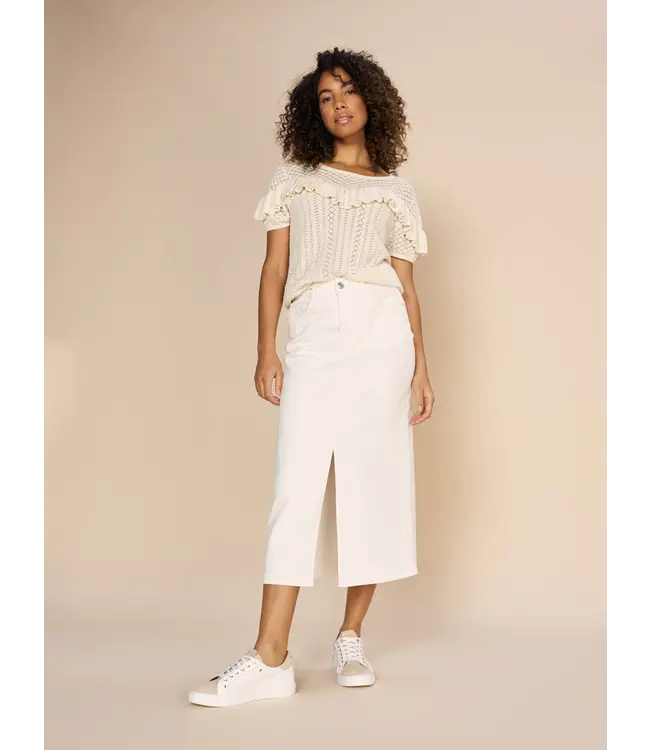 162330/White  MMMella White Denim Skirt