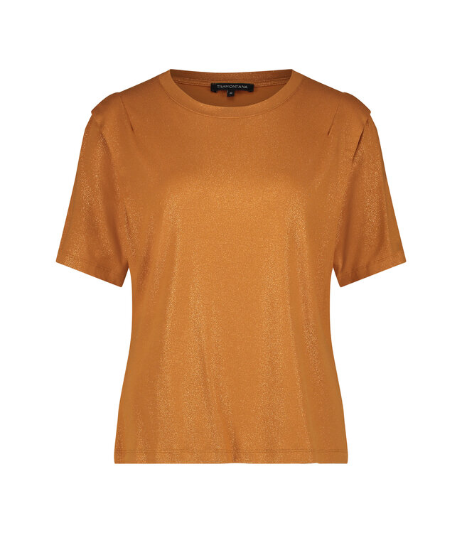 P02-11-401/002600-Caramel  T-Shirt Big Shoulder Metallic Det.